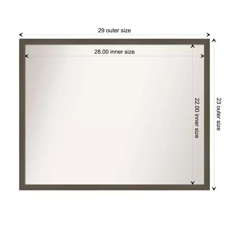 Specchio da parete rettangolare con cornice in legno grigio argilla, 30" x 24", singolo