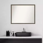 Specchio da parete rettangolare con cornice in legno grigio argilla, 30" x 24", singolo