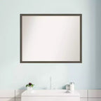 Specchio da parete rettangolare con cornice in legno grigio argilla, 30" x 24", singolo