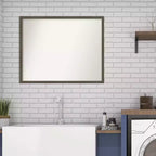 Specchio da parete rettangolare con cornice in legno grigio argilla, 30" x 24", singolo