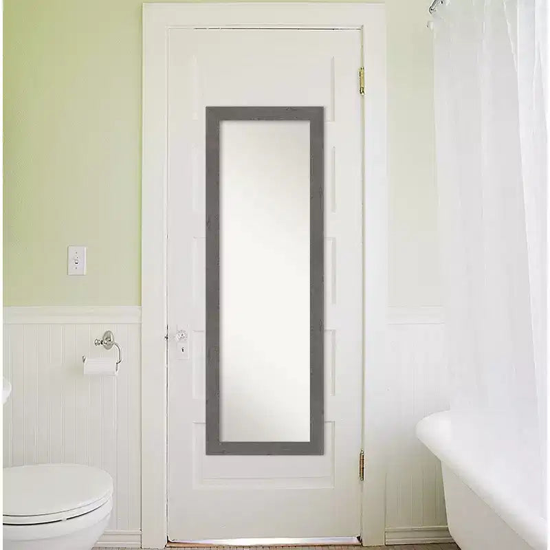 Specchio a muro/porta stretto grigio a figura intera, rettangolare, 1 persona, 17,5" x 51,5"