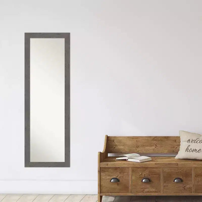 Specchio a muro/porta stretto grigio a figura intera, rettangolare, 1 persona, 17,5" x 51,5"