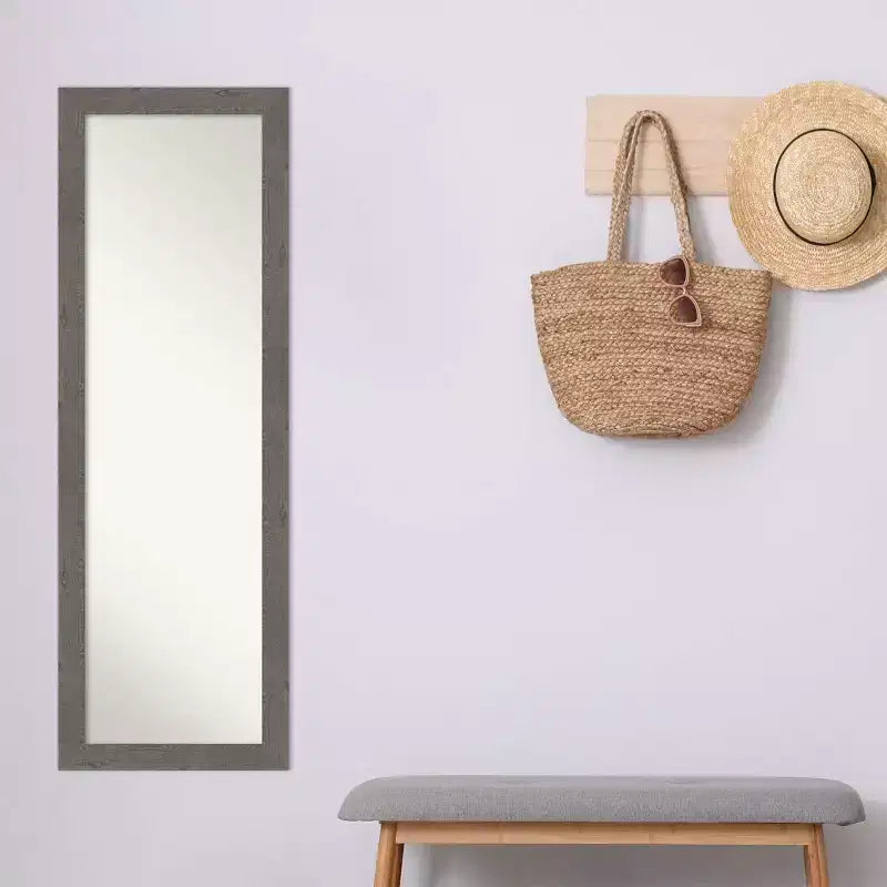 Specchio a muro/porta stretto grigio a figura intera, rettangolare, 1 persona, 17,5" x 51,5"