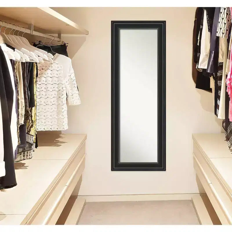 Specchio a parete/porta a figura intera con cornice rettangolare nera – 1 persona