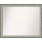 31" x 25" Non-Beveled Wall Mirror Brushed Pewter, Modern Vanity Decor - Amanti Art