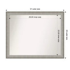 Specchio da Parete con Cornice, 78,7 cm x 63,5 cm, Peltro Spazzolato, Rettangolare, 1 Persona