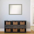 Specchio da Parete con Cornice, 78,7 cm x 63,5 cm, Peltro Spazzolato, Rettangolare, 1 Persona