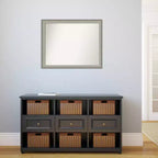Specchio da Parete con Cornice, 78,7 cm x 63,5 cm, Peltro Spazzolato, Rettangolare, 1 Persona