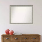 Specchio da Parete con Cornice, 78,7 cm x 63,5 cm, Peltro Spazzolato, Rettangolare, 1 Persona
