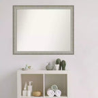 Specchio da Parete con Cornice, 78,7 cm x 63,5 cm, Peltro Spazzolato, Rettangolare, 1 Persona
