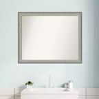 Specchio da Parete con Cornice, 78,7 cm x 63,5 cm, Peltro Spazzolato, Rettangolare, 1 Persona