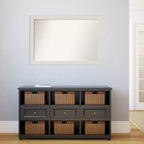 Specchio da parete rettangolare per bagno con cornice effetto legno bianco, 39.5" x 27.5"