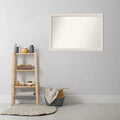 Specchio da parete rettangolare per bagno con cornice effetto legno bianco, 39.5" x 27.5"
