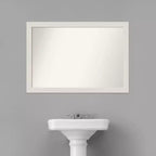 Specchio da parete rettangolare per bagno con cornice effetto legno bianco, 39.5" x 27.5"