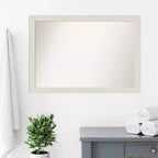 Specchio da parete rettangolare per bagno con cornice effetto legno bianco, 39.5" x 27.5"