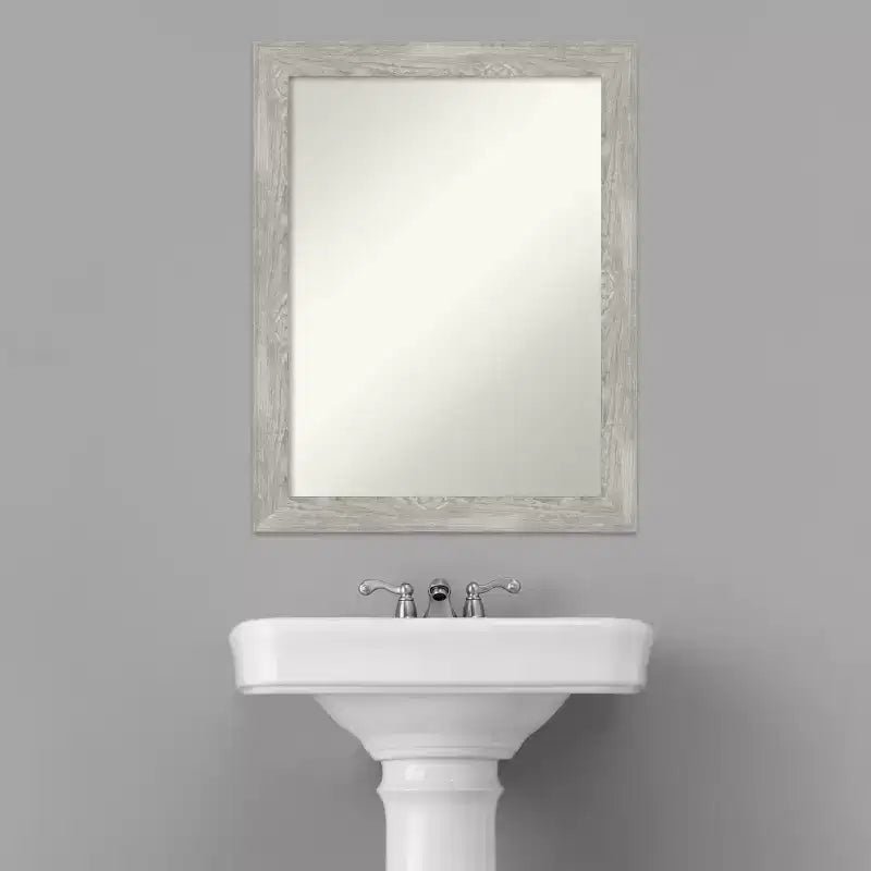 Specchio da parete rettangolare con cornice stretta grigio lavato, singolo, 21,5" x 27,5"