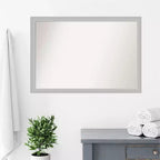 Specchio da parete rettangolare con cornice in legno argentato – Singolo, 38,5" x 26,5"