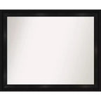 32" x 26" Non-Beveled Grand Black Narrow Wall Mirror - Amanti Art