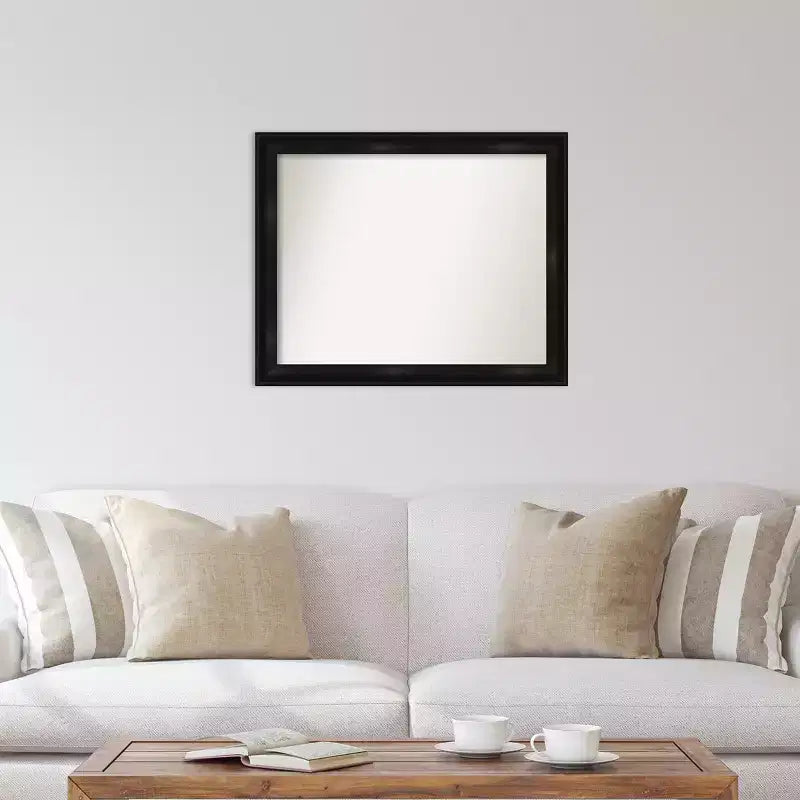 Specchio da parete rettangolare con cornice stretta nera, 32" x 26"
