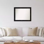 Specchio da parete rettangolare con cornice stretta nera, 32" x 26"