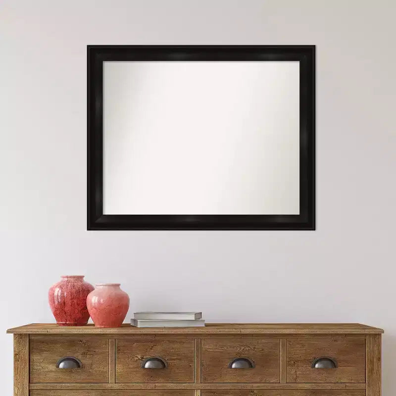 Specchio da parete rettangolare con cornice stretta nera, 32" x 26"