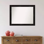 Specchio da parete rettangolare con cornice stretta nera, 32" x 26"