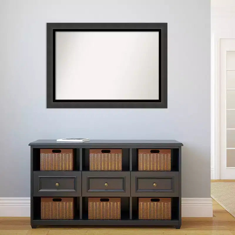 Specchio da parete rettangolare nero opaco – Con cornice, singolo, a parete
