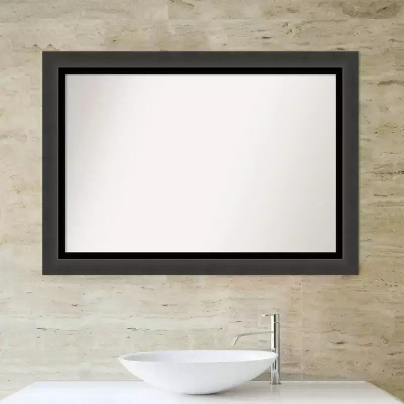 Specchio da parete rettangolare nero opaco – Con cornice, singolo, a parete