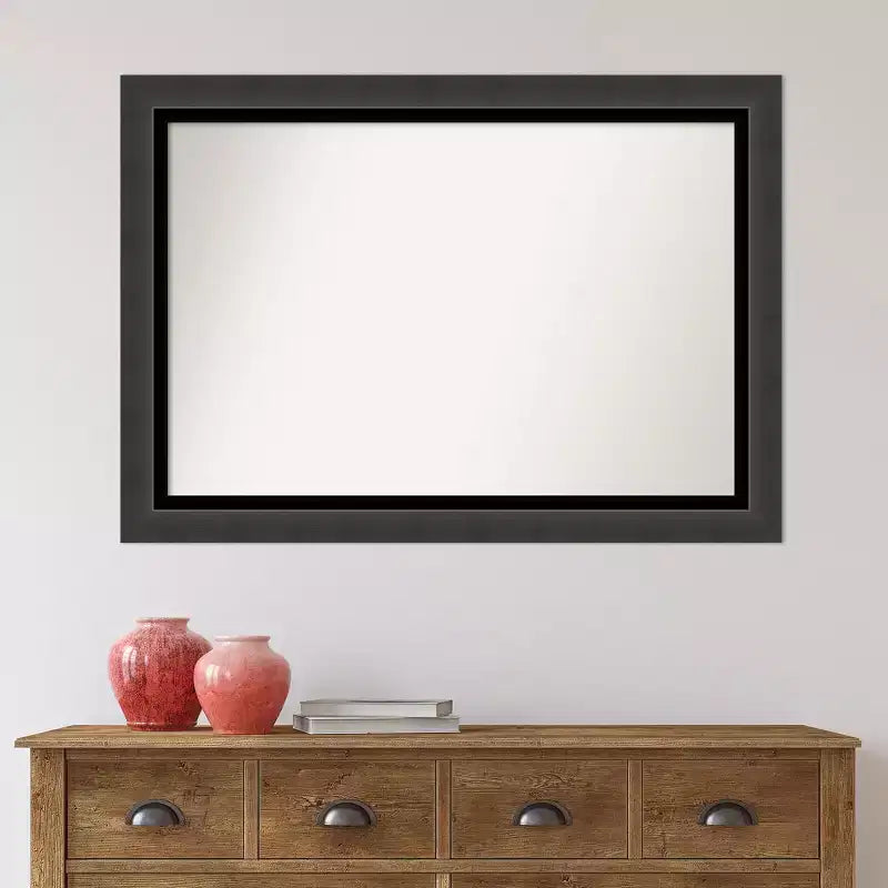 Specchio da parete rettangolare nero opaco – Con cornice, singolo, a parete