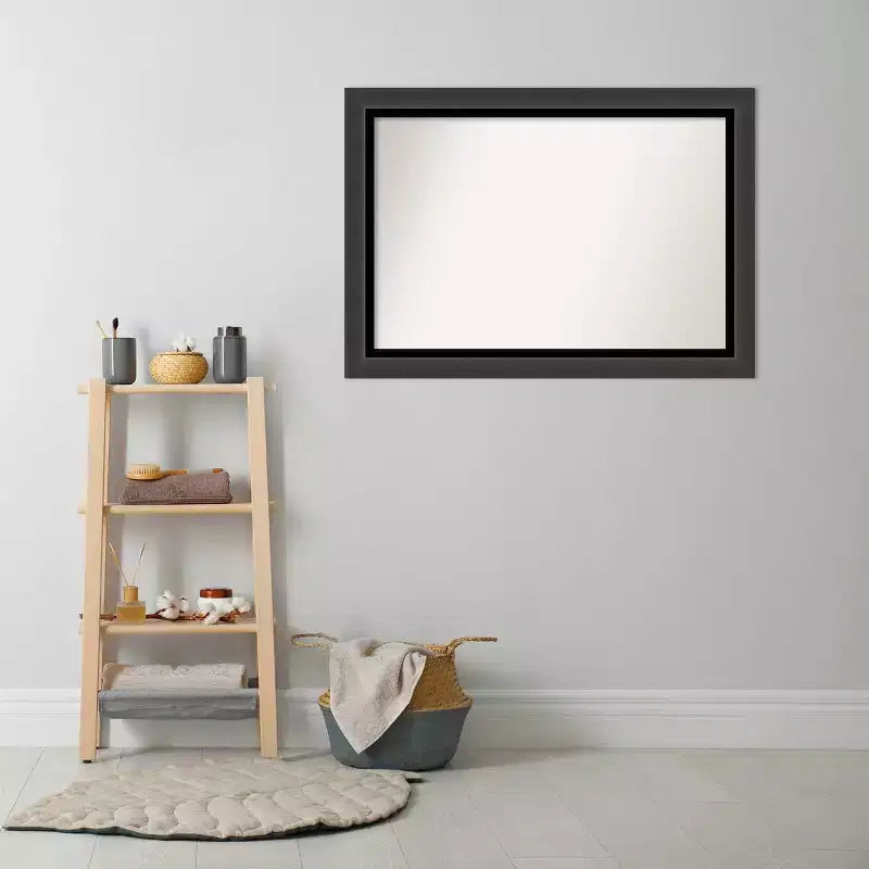 Specchio da parete rettangolare nero opaco – Con cornice, singolo, a parete