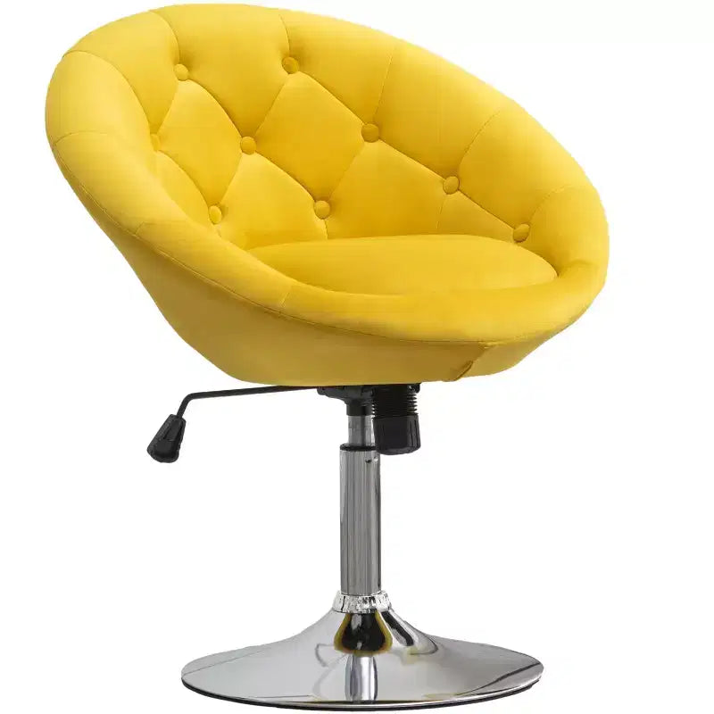 Poltroncina girevole in velluto giallo trapuntato, 1 posto