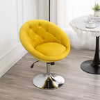 Poltroncina girevole in velluto giallo trapuntato, 1 posto