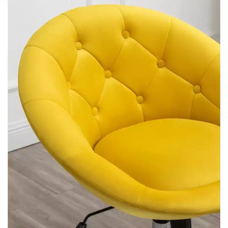 Poltroncina girevole in velluto giallo trapuntato, 1 posto