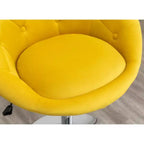 Poltroncina girevole in velluto giallo trapuntato, 1 posto