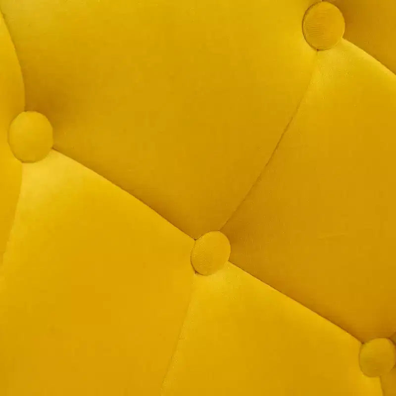 Poltroncina girevole in velluto giallo trapuntato, 1 posto
