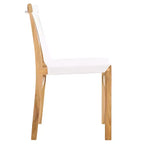 Sedia da pranzo senza braccioli in pelle bianca/color cognac – Struttura in teak, 1 posto