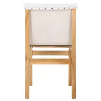 Sedia da pranzo senza braccioli in pelle bianca/color cognac – Struttura in teak, 1 posto