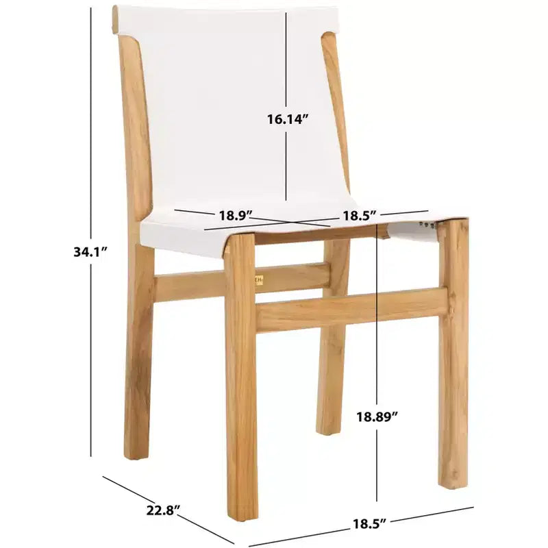 Sedia da pranzo senza braccioli in pelle bianca/color cognac – Struttura in teak, 1 posto