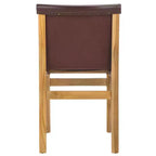 Sedia da pranzo senza braccioli in pelle bianca/color cognac – Struttura in teak, 1 posto