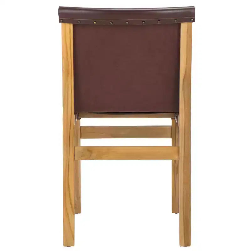 Sedia da pranzo senza braccioli in pelle bianca/color cognac – Struttura in teak, 1 posto