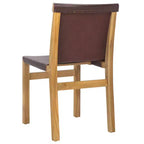 Sedia da pranzo senza braccioli in pelle bianca/color cognac – Struttura in teak, 1 posto