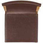 Sedia da pranzo senza braccioli in pelle bianca/color cognac – Struttura in teak, 1 posto