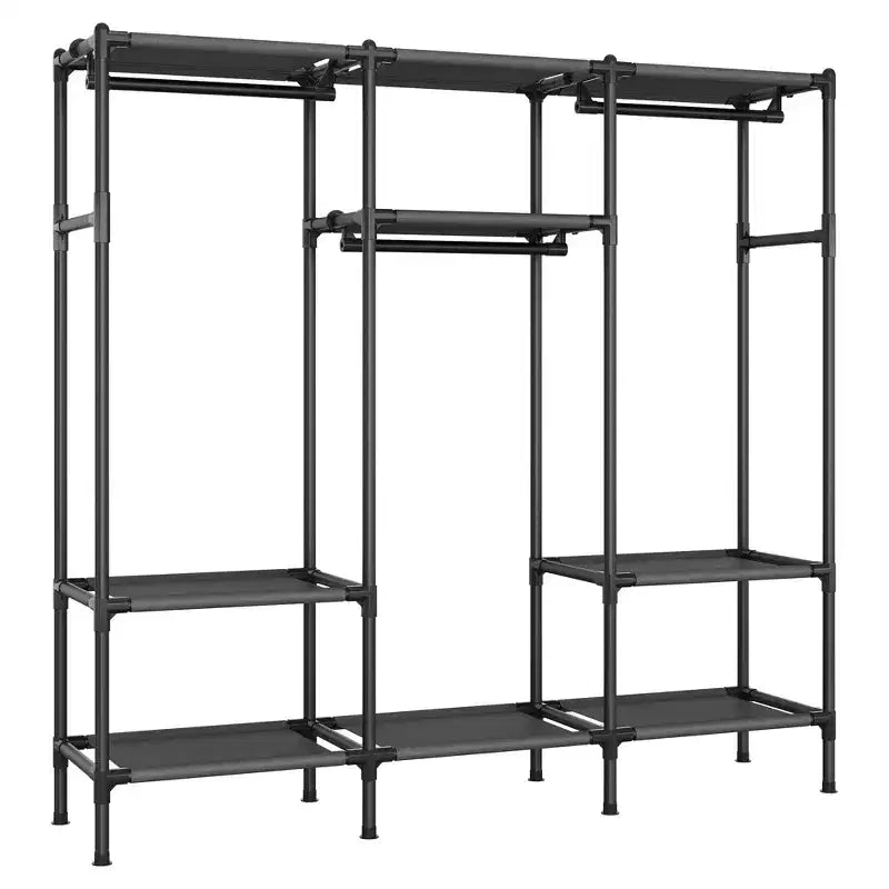 Stand appendiabiti portatile nero in inchiostro con ripiani e binari – 1 persona