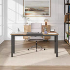 Scrivania per computer monoposto nera da 160 cm, struttura in metallo e piano in MDF
