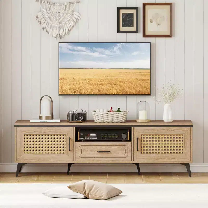 Mobile TV Boho in rovere, montaggio in 1 persona, adatto per TV fino a 65"