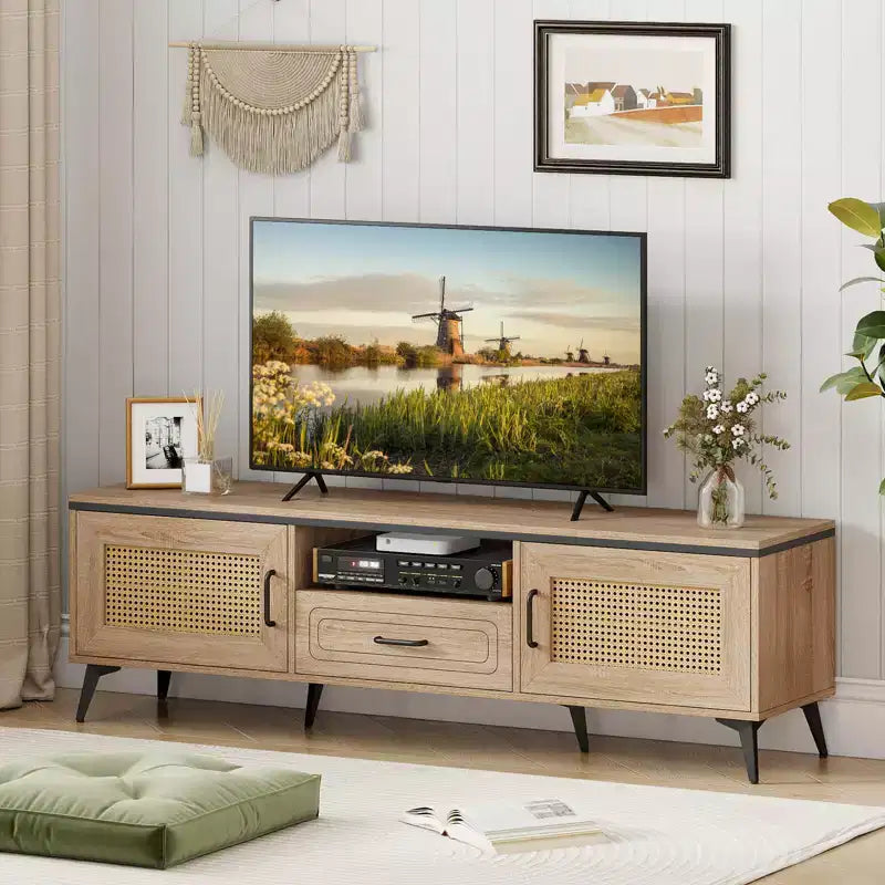 Mobile TV Boho in rovere, montaggio in 1 persona, adatto per TV fino a 65"