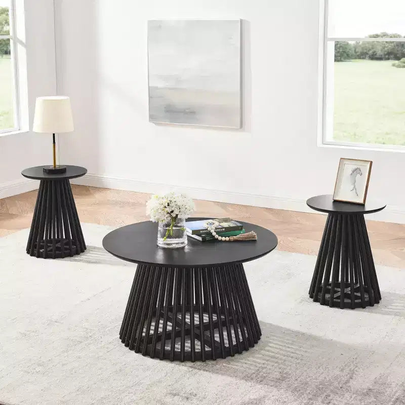 Tavolino tondo nero / noce – Singolo