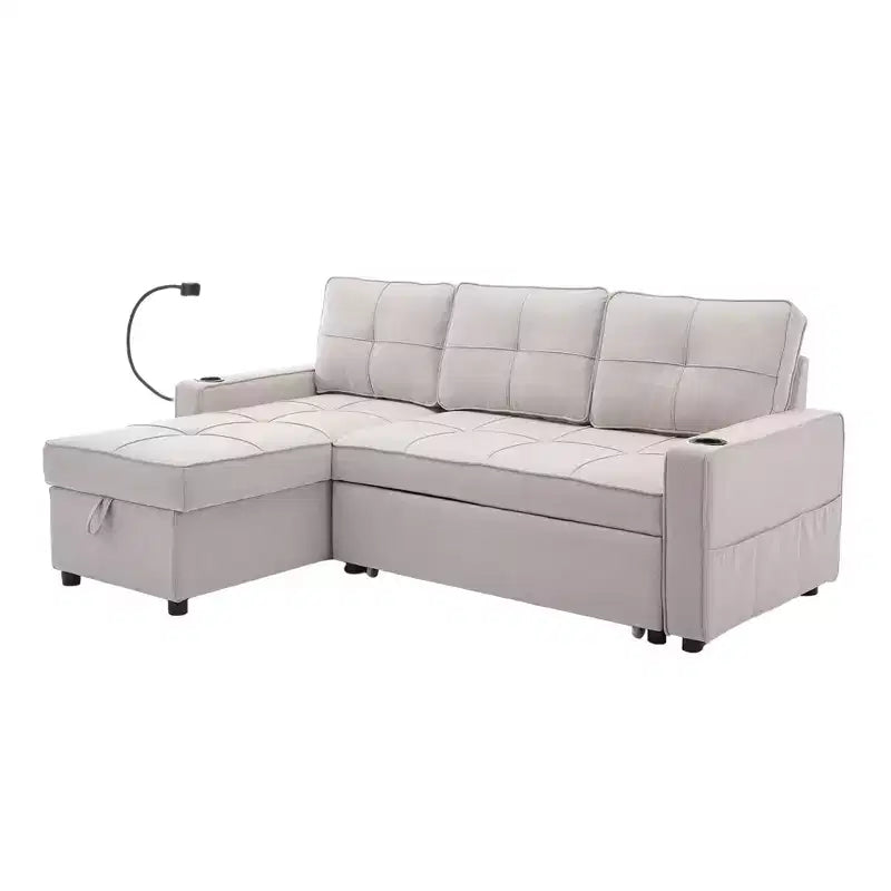 Divano angolare a L con letto estraibile e chaise longue reversibile, 4 posti