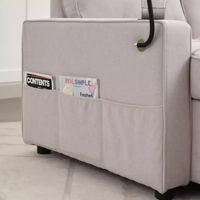 Divano angolare a L con letto estraibile e chaise longue reversibile, 4 posti
