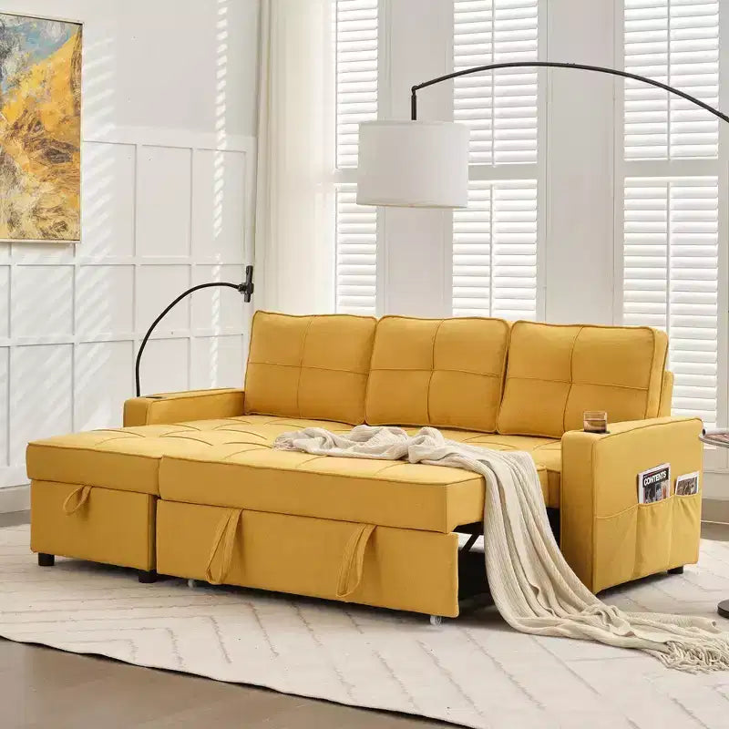 Divano angolare a L con letto estraibile e chaise longue reversibile, 4 posti